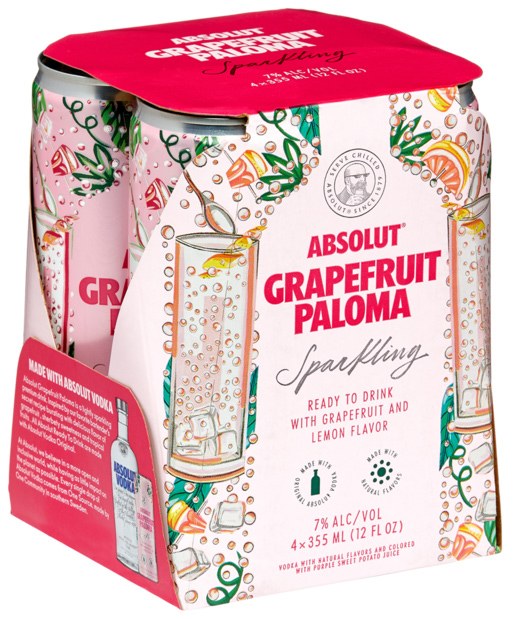 Absolut Vodka Soda Grapefruit Paloma Sparkling 4pk 355ml Can Legacy